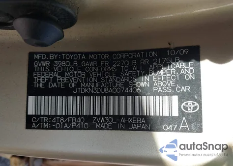 2010 Toyota Prius Ii z USA, uszkodzony, nr VIN JTDKN3DU8A0074406